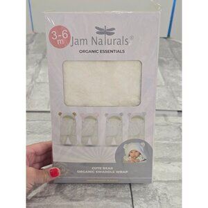 Jam‎ Naturals Baby Swaddle Blanket Cute Bear Organic Receiving Wrap 3-6 Months